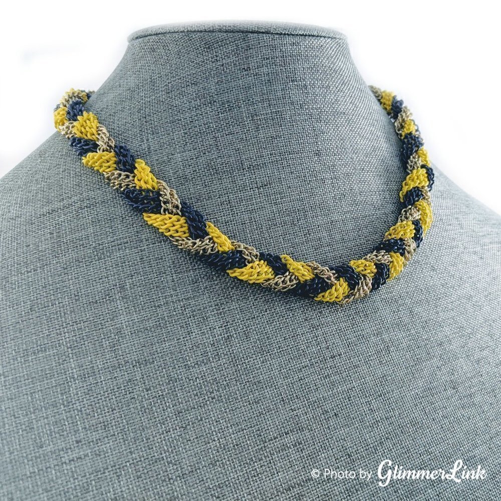 Tri Color Braided Chain Necklace